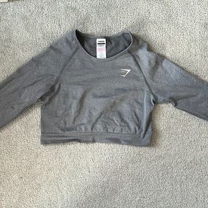 Grey Gymshark Vital Seamless 2.0 Long Sleeve Crop Top. Size Large.